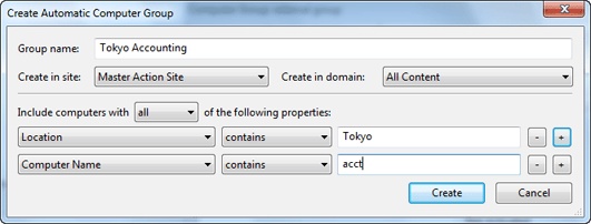 This window displays the Create Automatic Computer Group dialog.