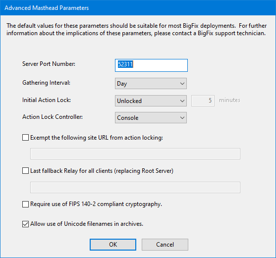 This window displays parameters of the masthead file that contains configuration and license information together with a public key that is used to verify digital signatures.