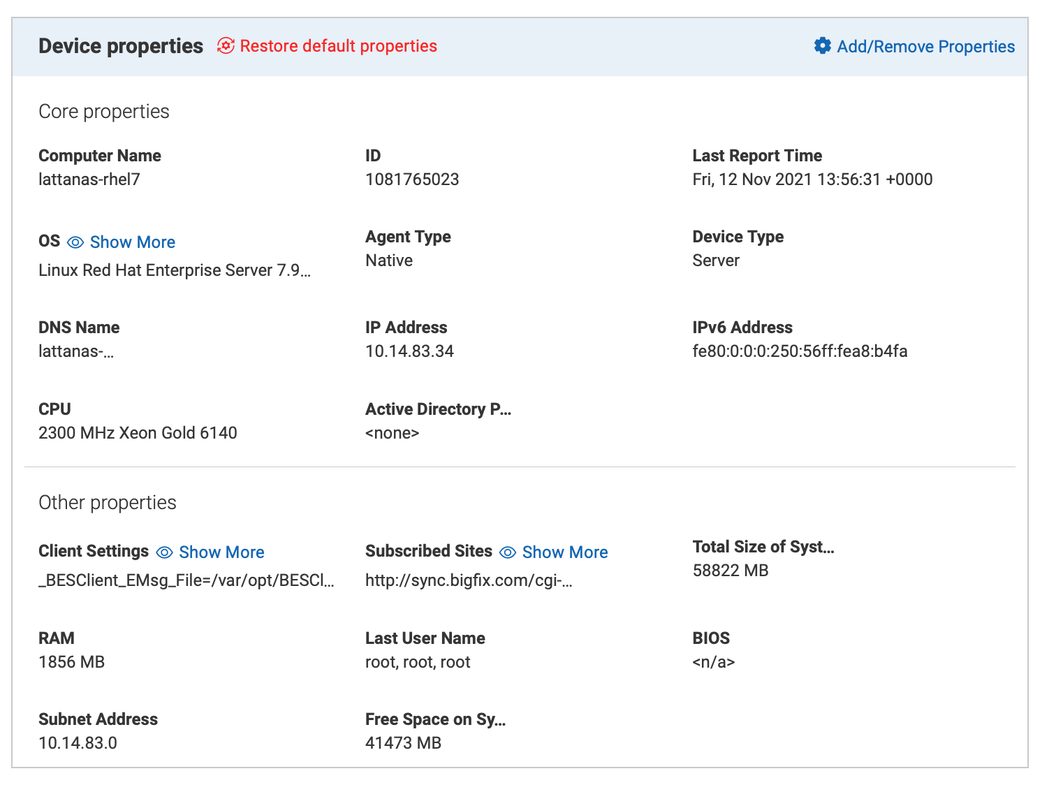 Device properties