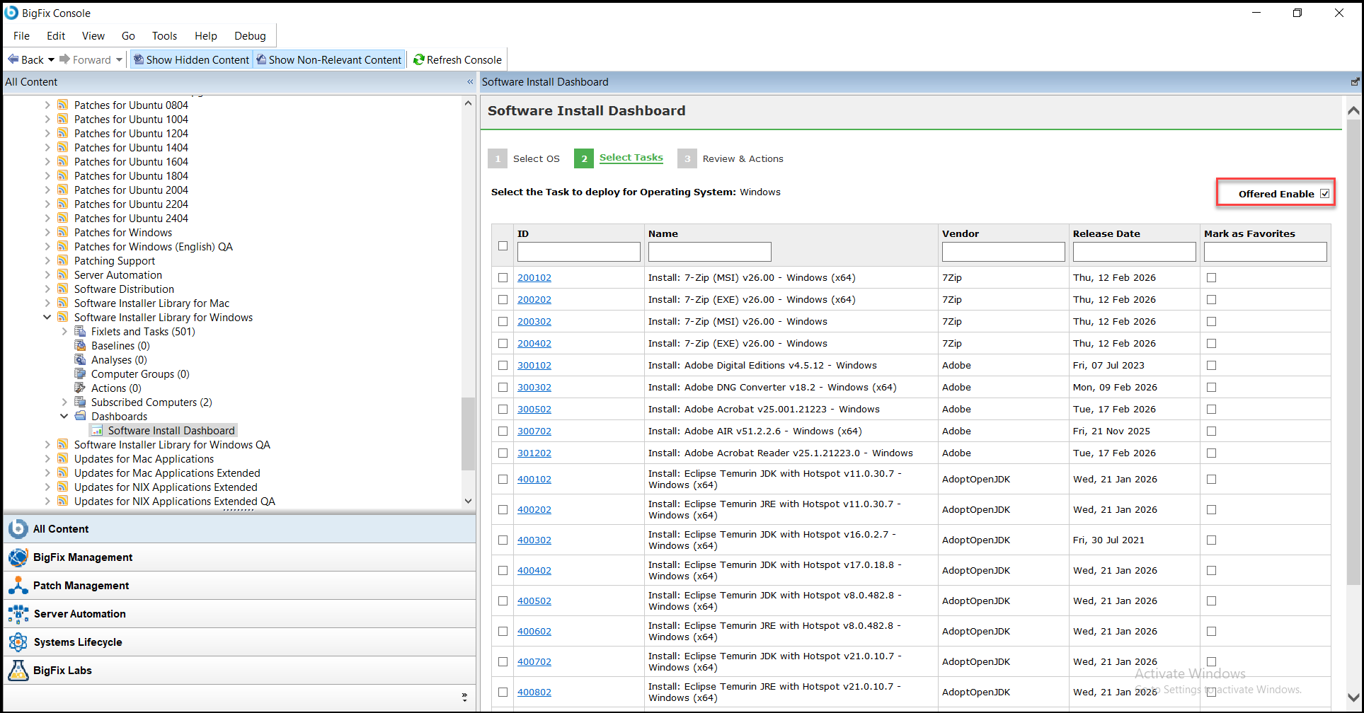 "Offered as Enable" Option