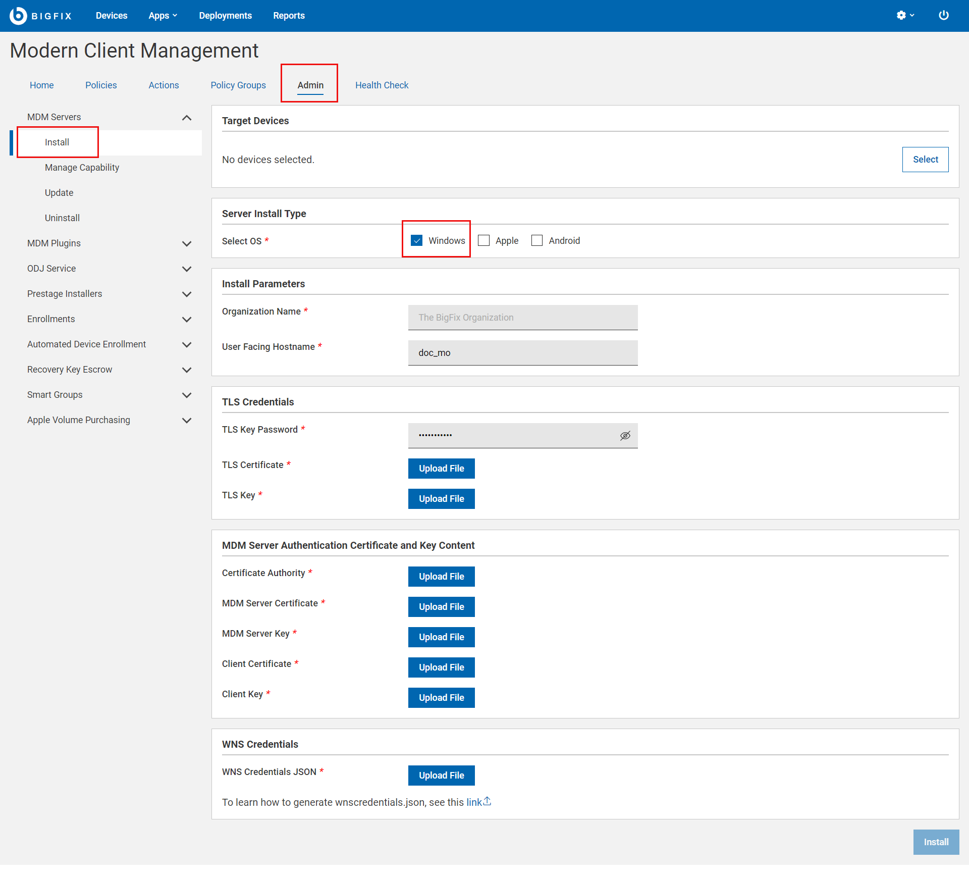 Install MDM Server