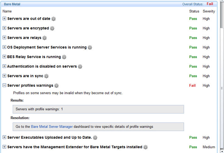 Bare Metal - Health checks dashboard