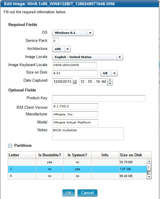 Editing the image settings