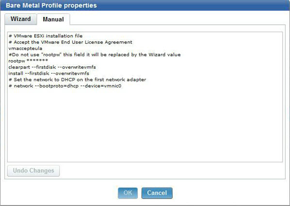 Manual Tab for VMware ESXi bare metal profiles