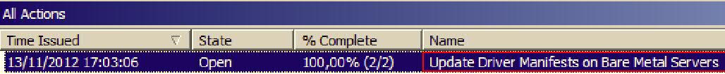 The Update Driver Manifests on Bare Metal Servers action.