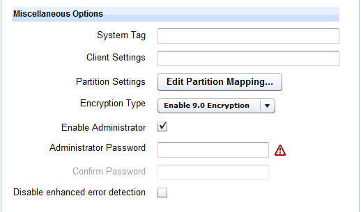 Miscellaneous options section of the Deploy Image to Computer dashboard