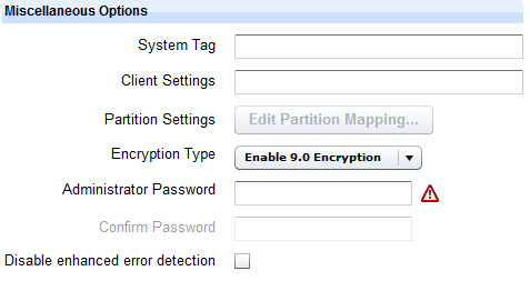 Miscellaneous options section of the Deploy Image to Computer dashboard