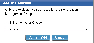 Selecting an exclusion from available computer groups