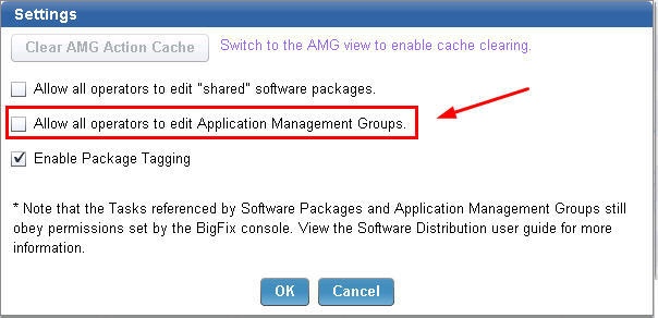 Edit Application Management Groups setting