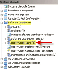 App-V Client Tasks navigation tree