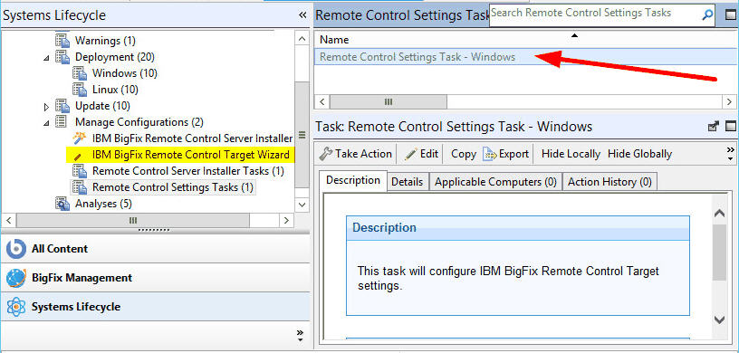 Select and run your remote control settings tasks