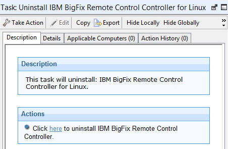 Description of what the Uninstalling a linux controller fixlet does.