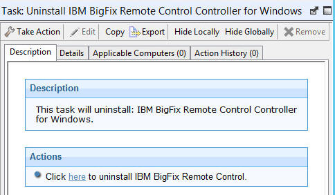 Description of what the Uninstalling controller for windows fixlet does.