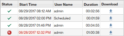 Image shows the Import History section for standard import of data