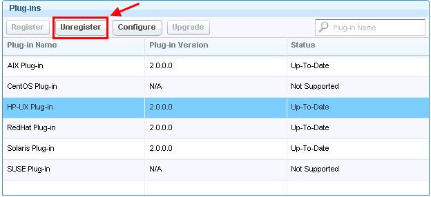 HP-UX ダウンロード・プラグインの登録解除