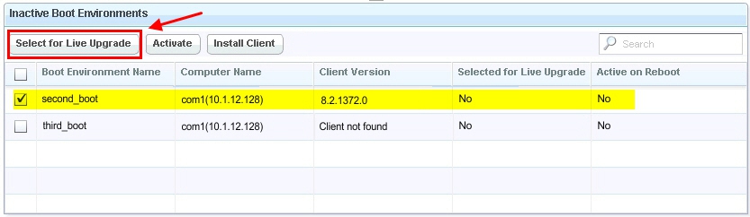 Live Upgrade 用のブート環境の選択