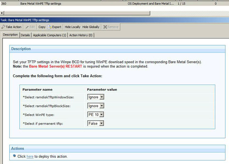 Modifying TFTP parameters with task 360