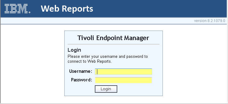 Entering the Web Reports username and password and clicking Login