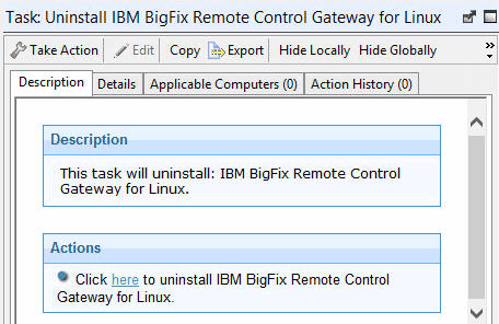 Description of what the Uninstalling gateway support for linux fixlet does.