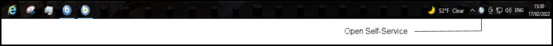 The Self-Service Application icon in the Windows system tray.