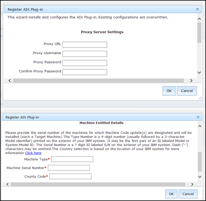 Register AIX download plug-in wizard