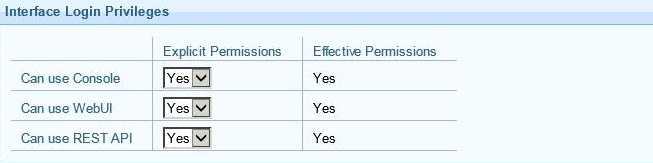 This window displays the Console Operator permissions to run restart and shutdown that you can define in the details tab