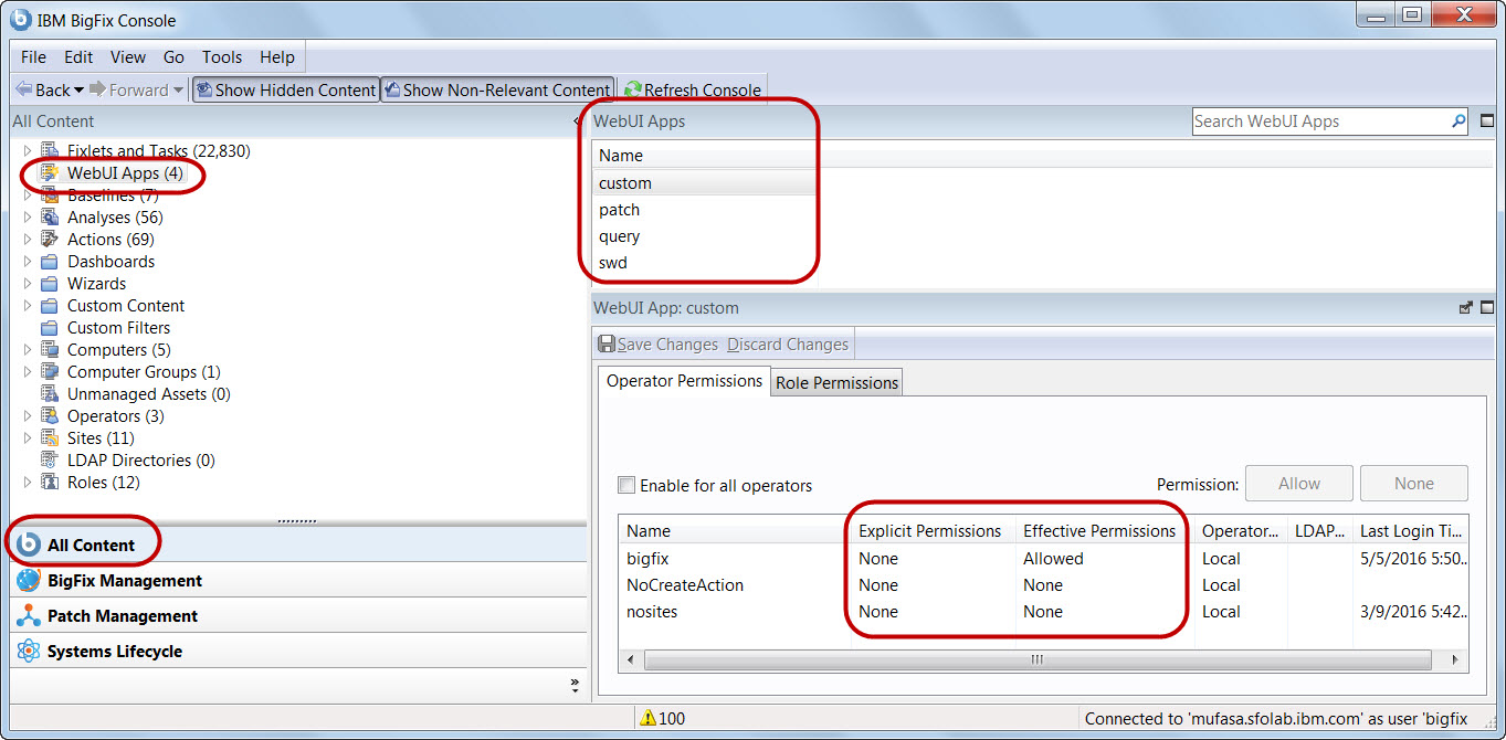 Image highlighting Explicit and Effective permission values.