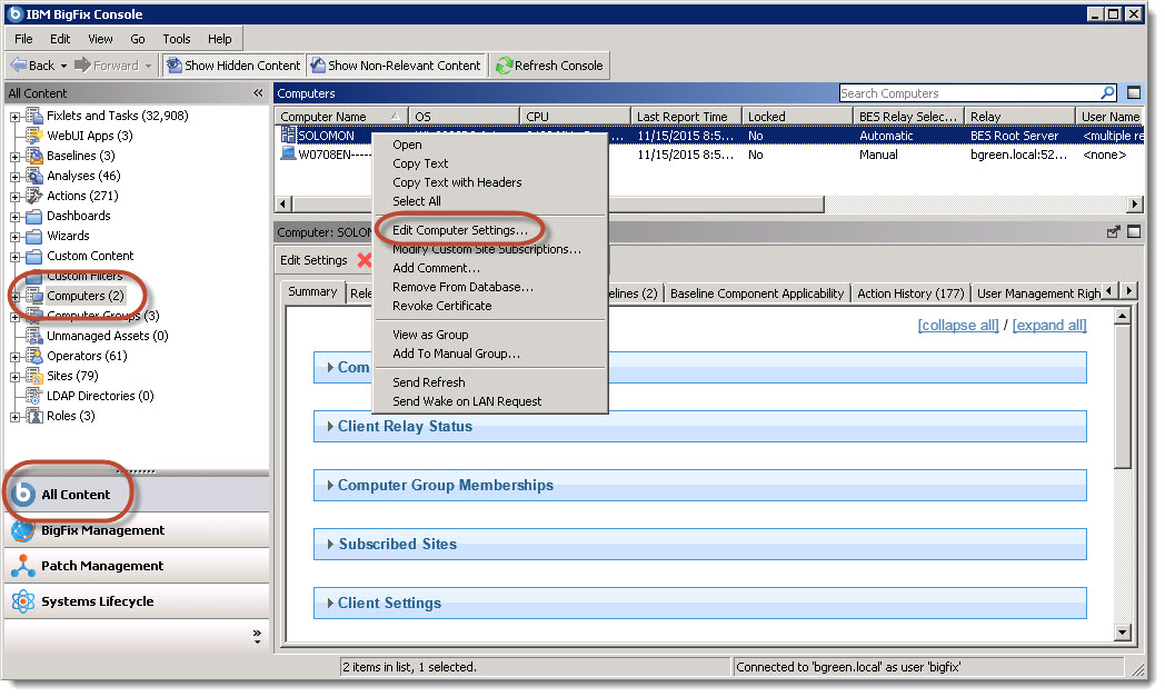 Image showing the Edit Computer Settings option.