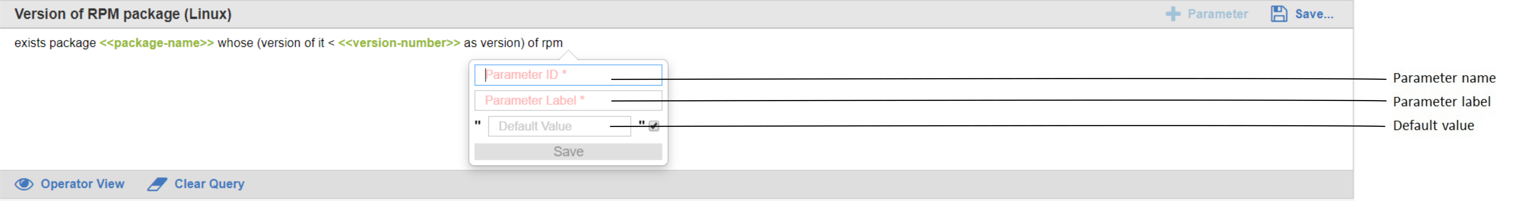 Query parameter details.