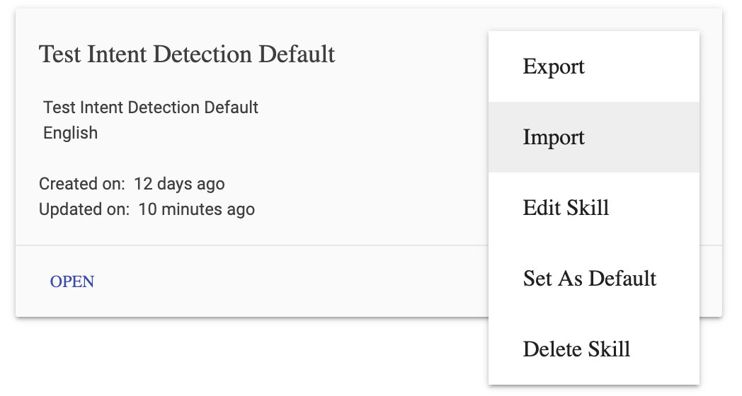 Delete Skill option in skill menu for non-default skill