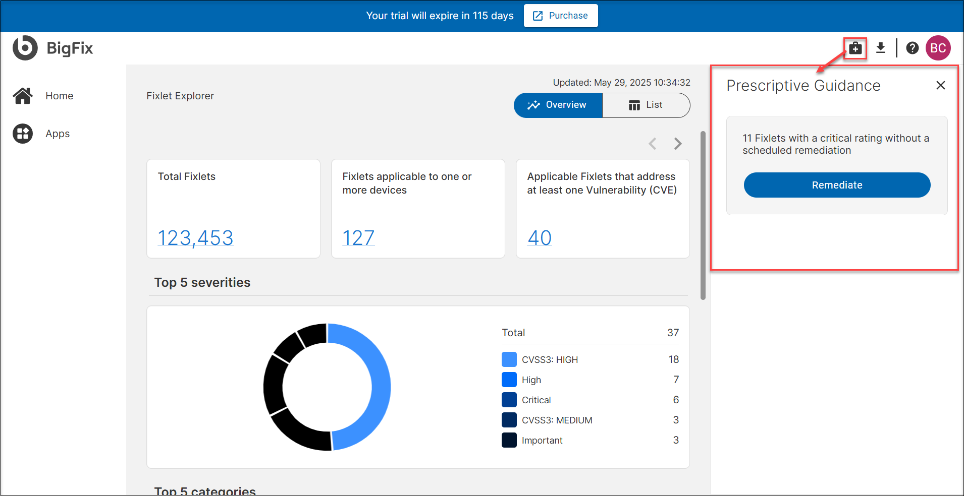 Prescriptive Guidance in Fixlet Explorer