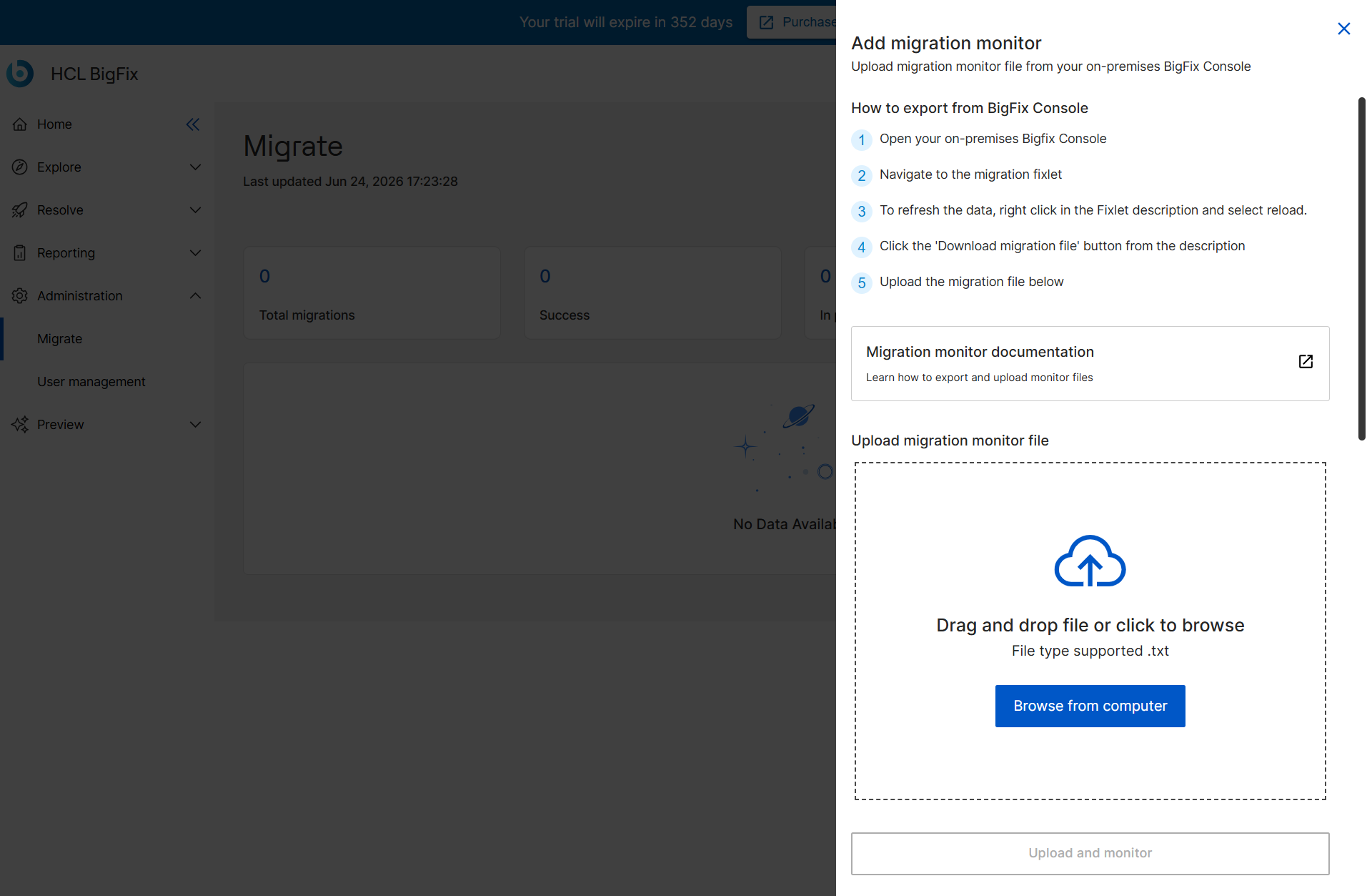 Migration Monitor Wizard