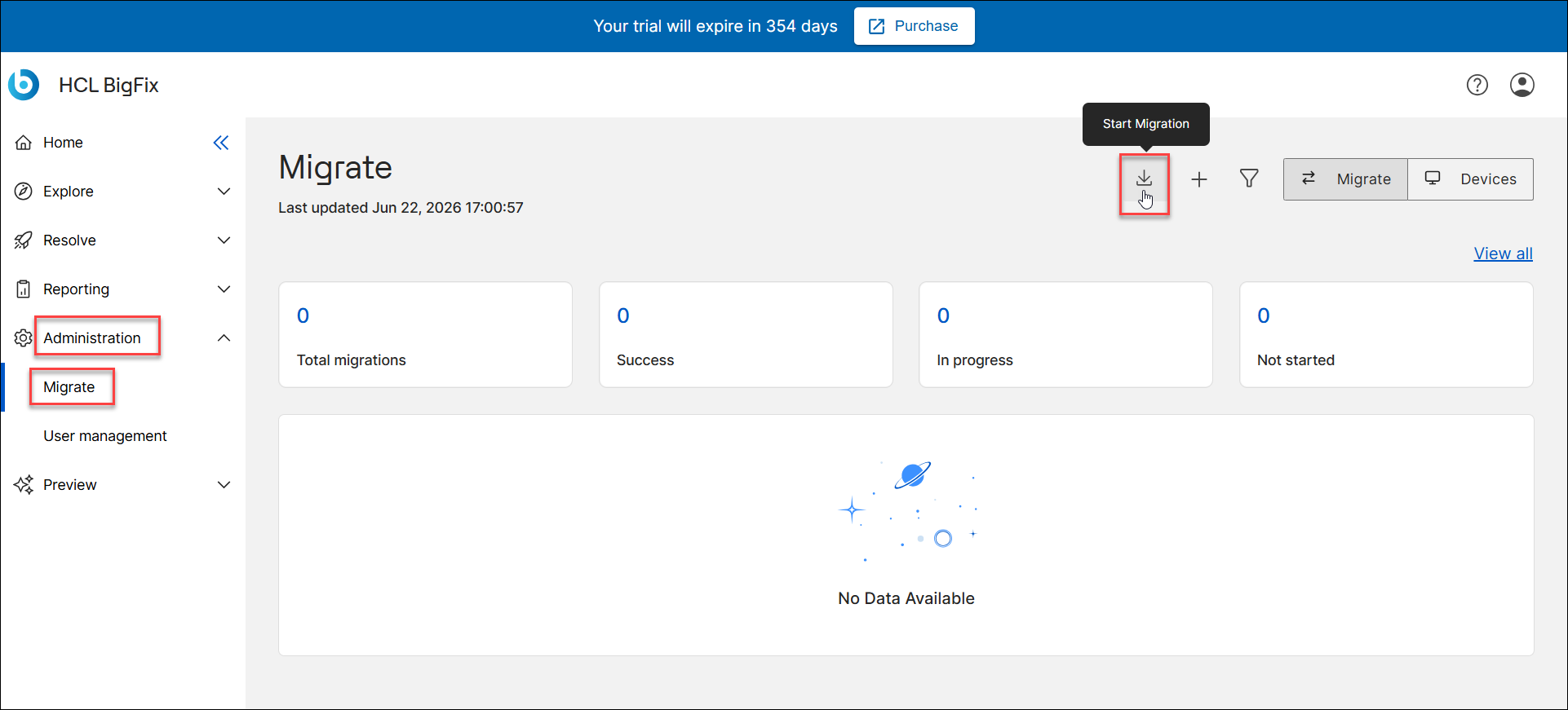 Start Migration