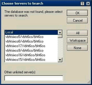 Choose servers to search dialog