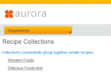 Screen capture of recipe collection page