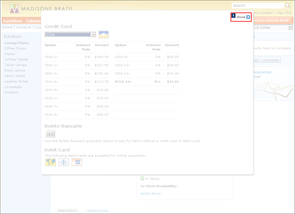 Full size image of Payment type pop-up