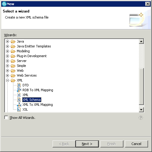 Selecting XML Schema