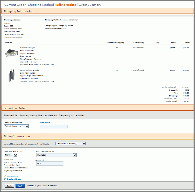 Billing screen capture