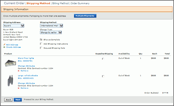 Shipping Page screen capture