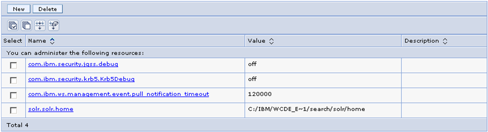 Application server custom properties