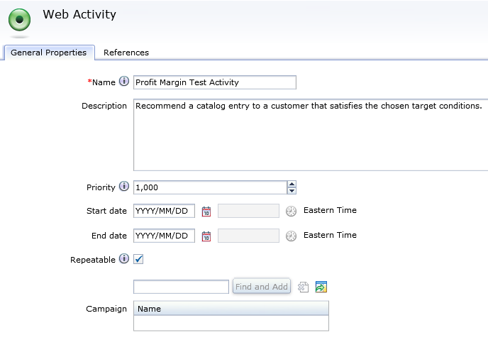 web activity creation