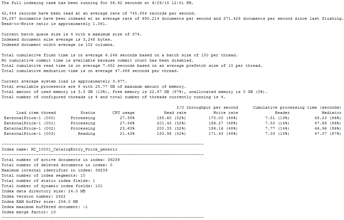 Index Load status