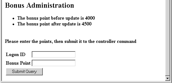 Screen cap of Bonus Administration form with updated bonus points shown.