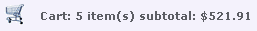 Screen capture showing shopping cart with five items