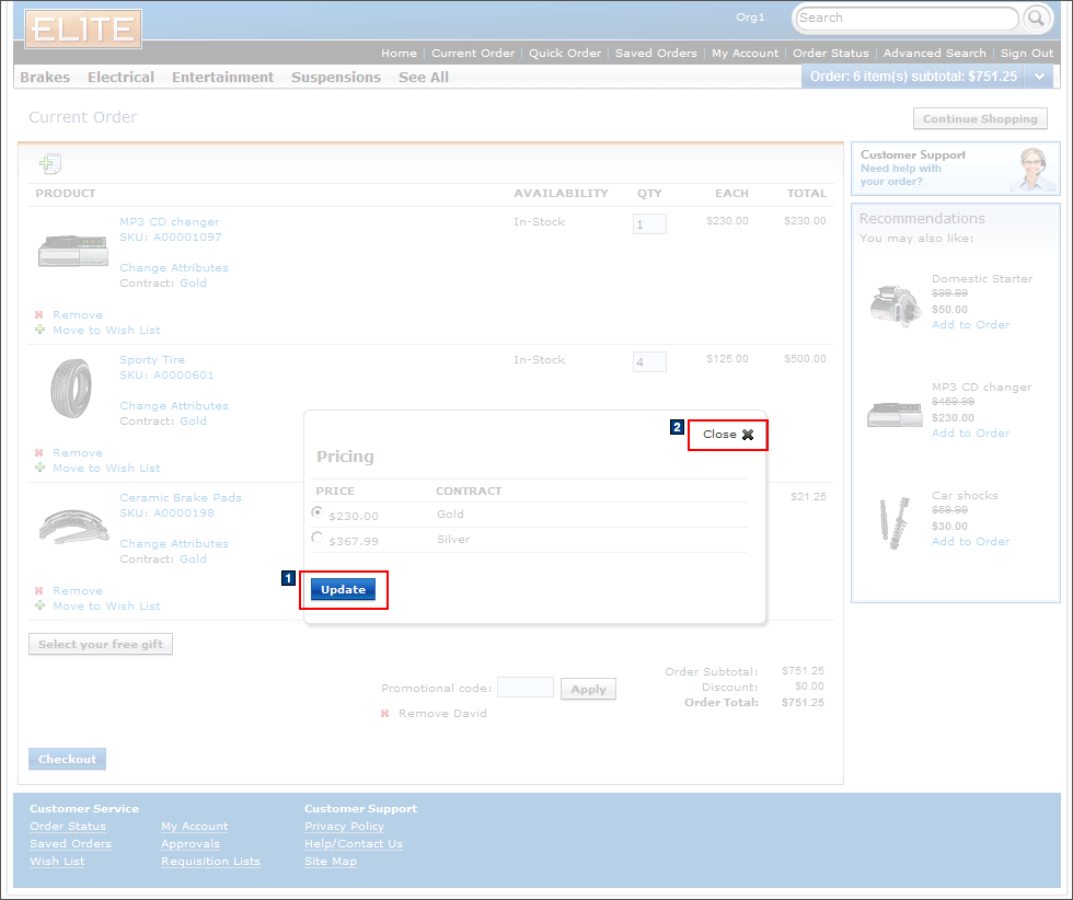 Full size image of Contract price pop-up