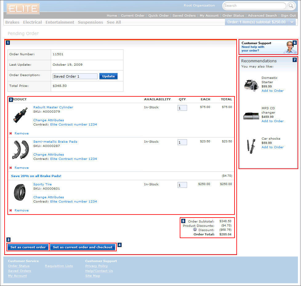 Full size image of Saved Orders details