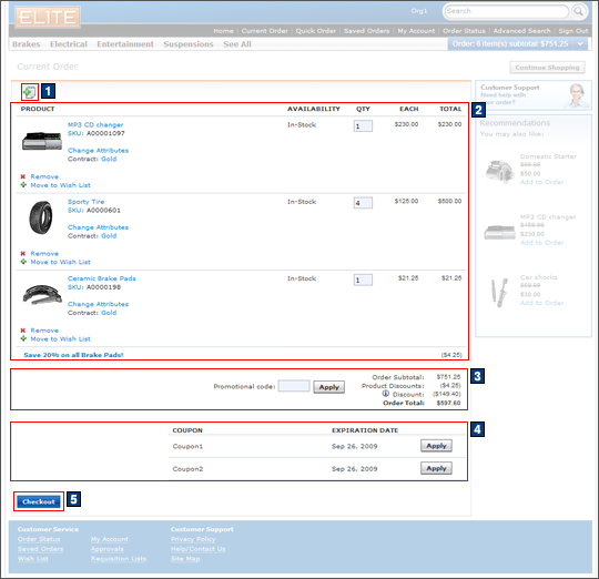 Current Order screen capture
