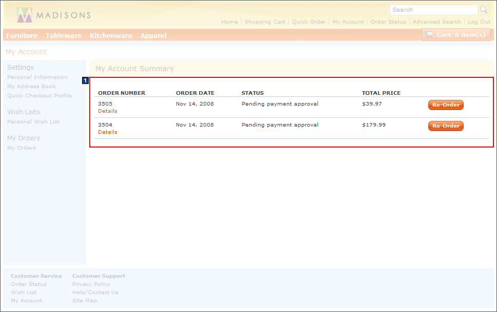 Full size image of My Account: My Orders