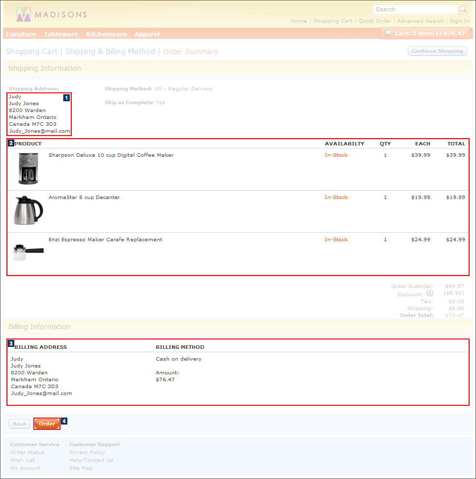 Full size image of Checkout summary: Single shipping and billing address