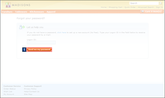 Forgot Password screen capture